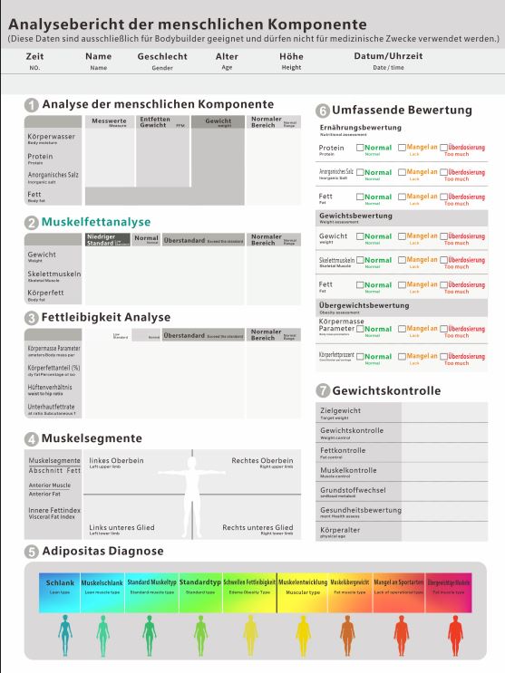 Beispiel: kompletter Analysebogen der InBody-Messung
